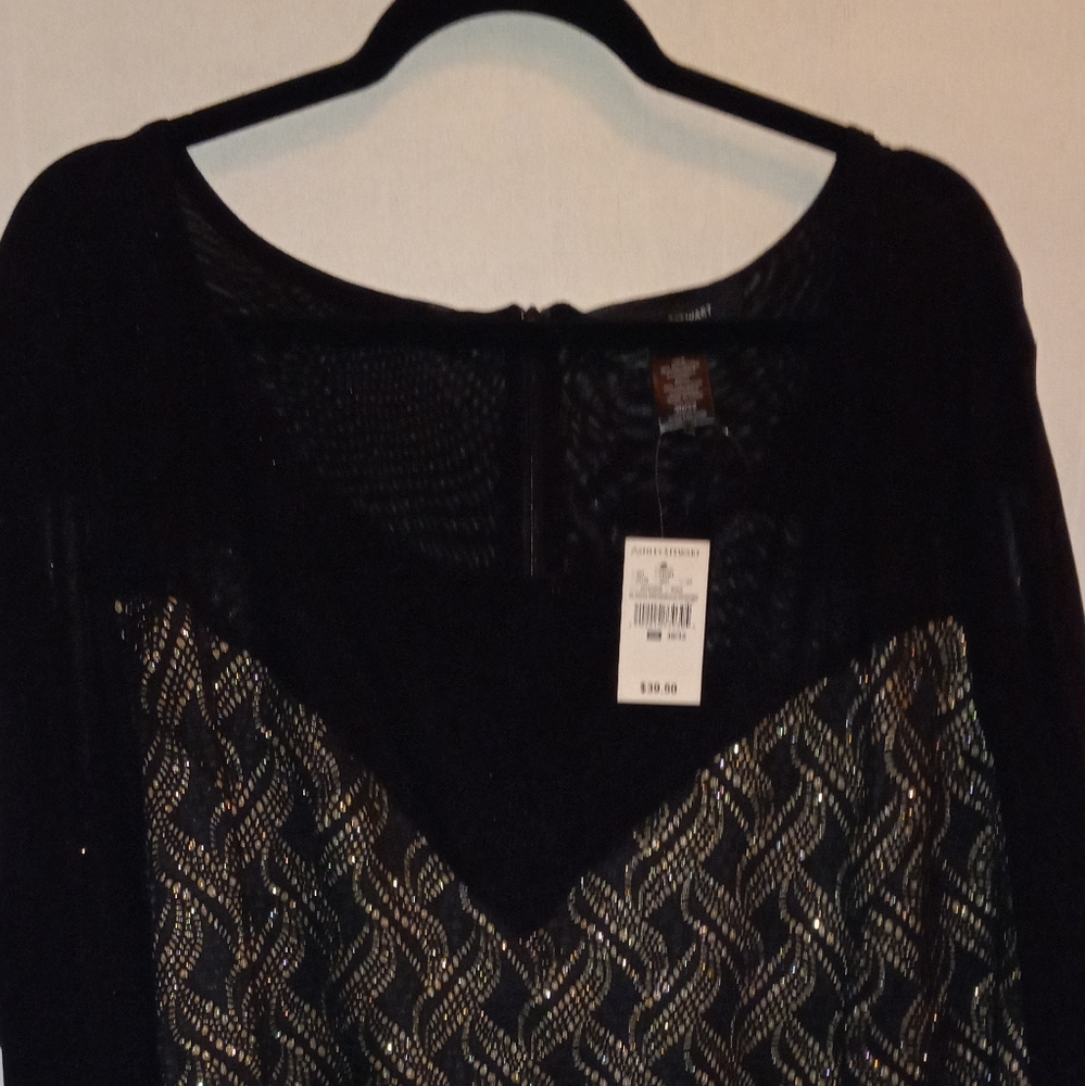 Ashley Stewart Top Size 30/32 Black And Gold